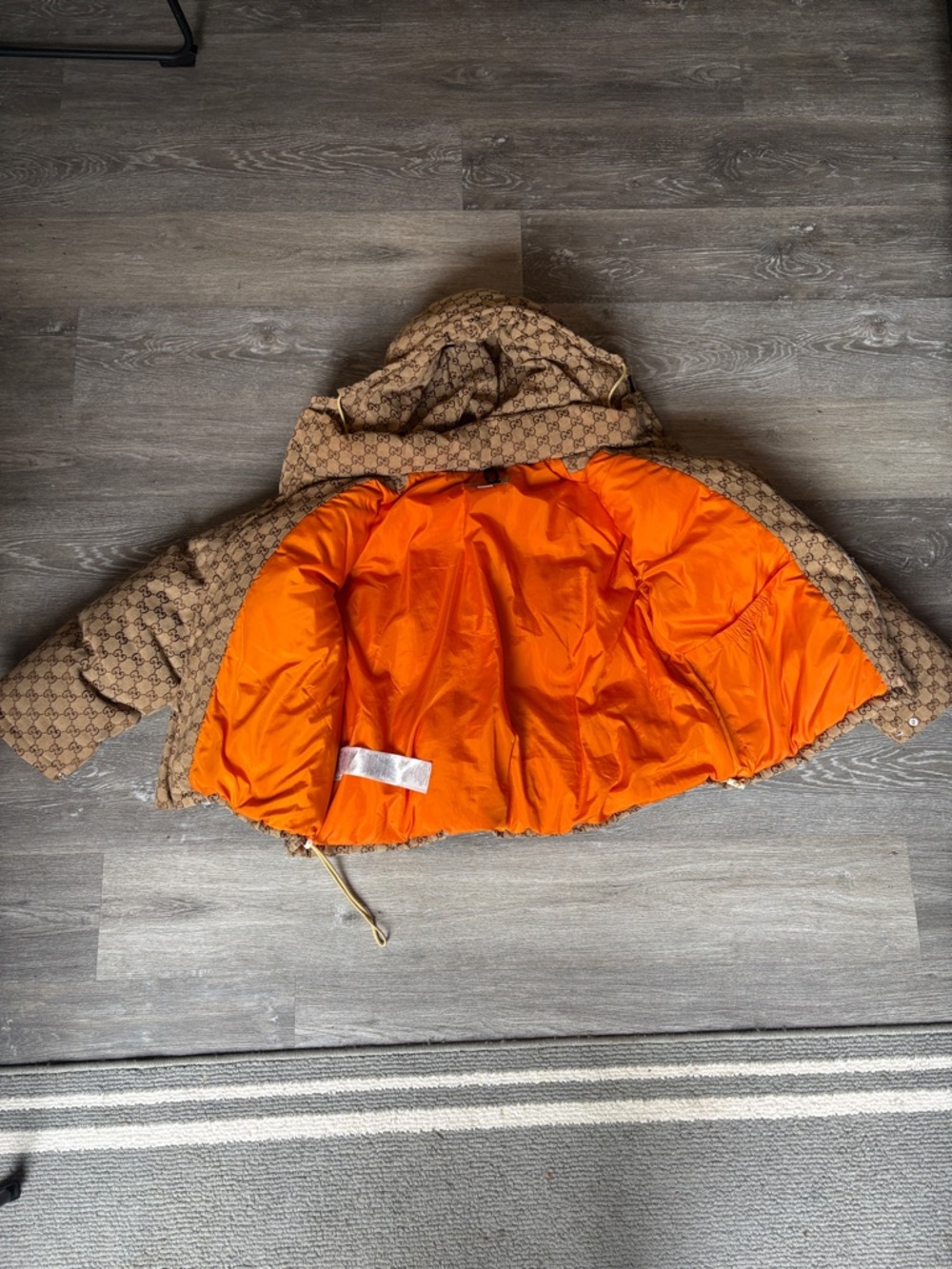 The North Face x Gucci Tan Monogram Hooded Puffer Jacket - Picture 6 of 6
